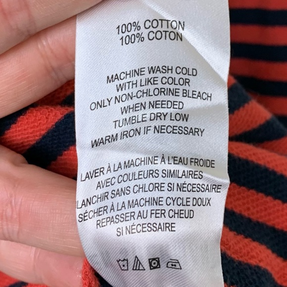 Ben Sherman Cotton Red Navy Striped Long Sleeve Scoop Neck Basic Casual Shirt M - Picture 7 of 7